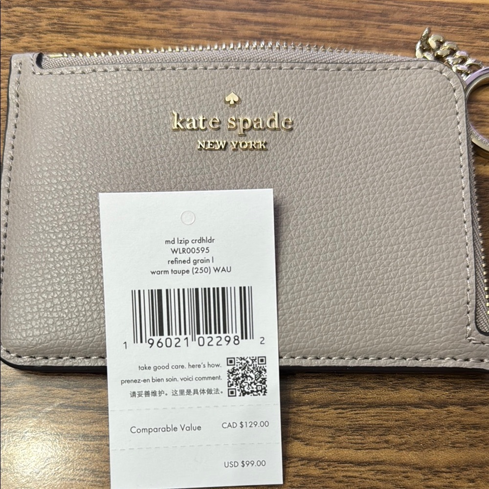 Kate Spade Taupe Leather Cardholder
